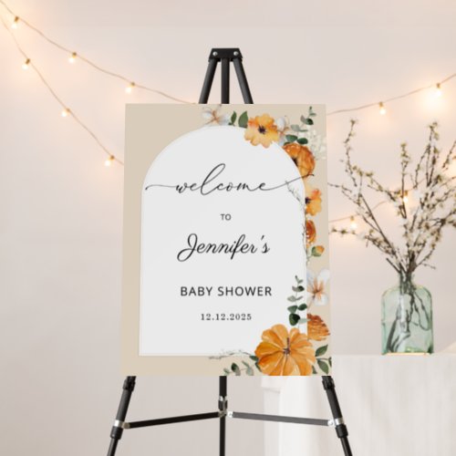 Floral arch fall baby shower welcome foam board