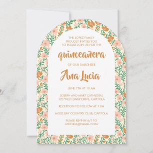 Floral Arch Flower Pattern CUSTOMPhoto Quinceañera Invitation