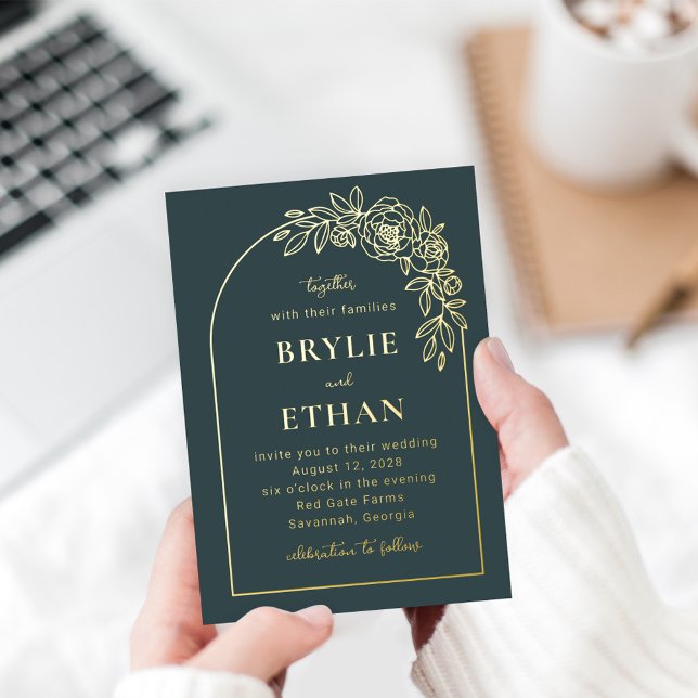 Floral Arch FOIL Photo Wedding Invitation Foil Invitation (Creator Uploaded)