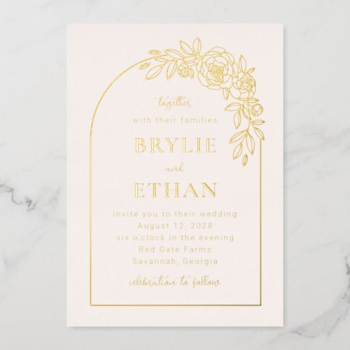 Floral Arch FOIL Photo Wedding Invitation Foil Invitation