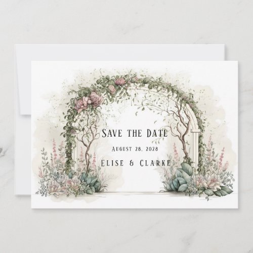 Floral Arch Greenery Wedding Save The Date Invitation