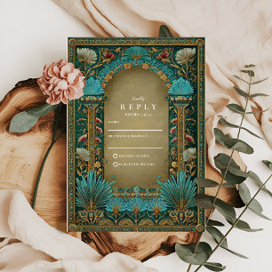 Floral Arch Islamic Wedding RSVP Card