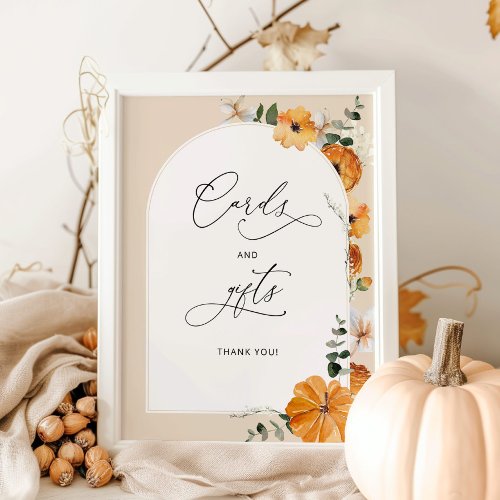 Floral arch orange fall Cards and gifts  Poster