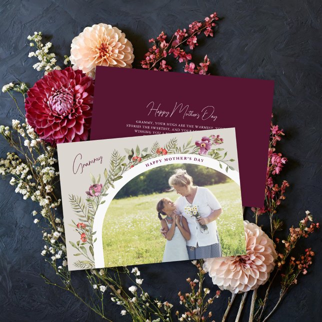 Floral Arch Photo Happy Mother's Day Grammy Card (Creator Uploaded)