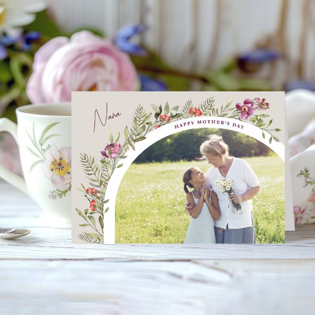 Floral Arch Photo Happy Mother's Day Nana Card (Creator Uploaded)