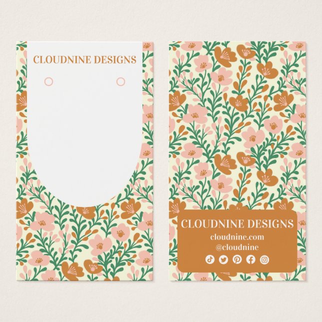Floral Arch Pink GreenEarring Jewelry Display Card (Front & Back)
