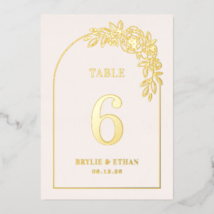 Floral Arch REAL FOIL Table Number Card