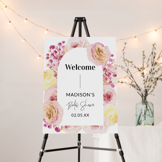 Floral Arch Spring bridal Shower Welcome Sign (In Situ (Stand))