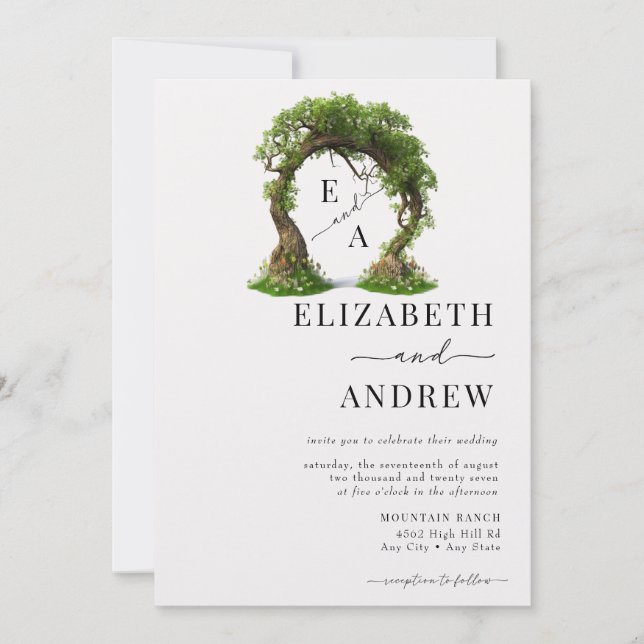 Floral Arch | Tree Wedding Invitation (Front)