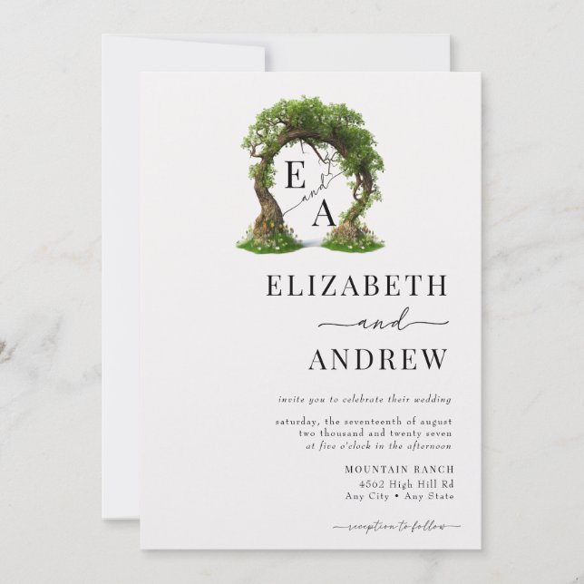 Floral Arch | Tree Wedding Invitation (Front)