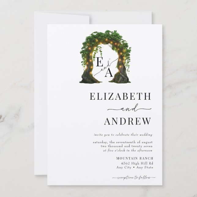 Floral Arch | Tree Wedding Invitation (Front)