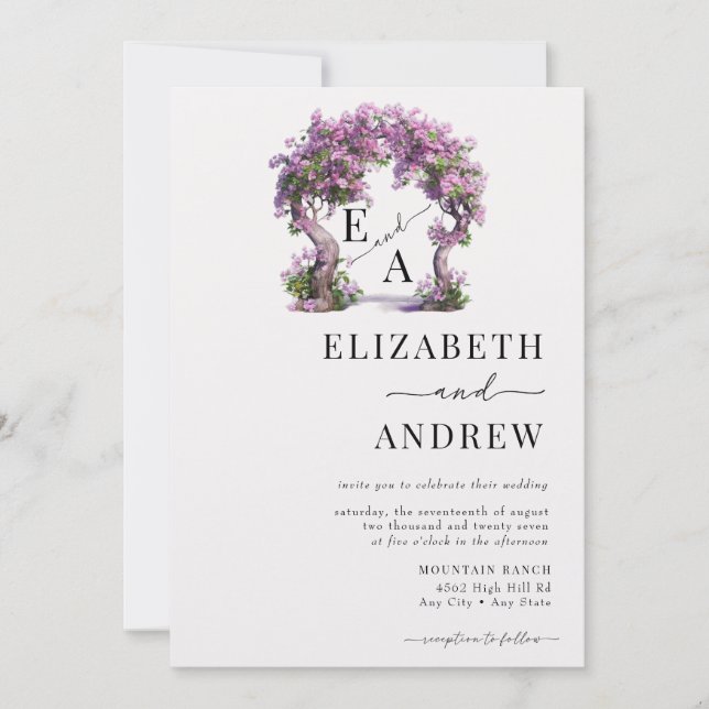Floral Arch | Tree Wedding Invitation (Front)