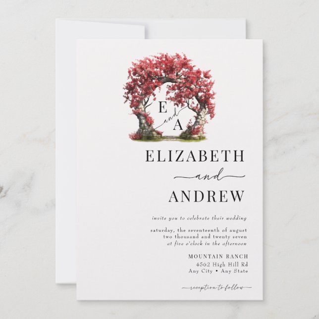 Floral Arch | Tree Wedding Invitation (Front)
