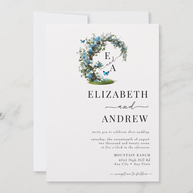 Floral Arch | Tree Wedding Invitation (Front)