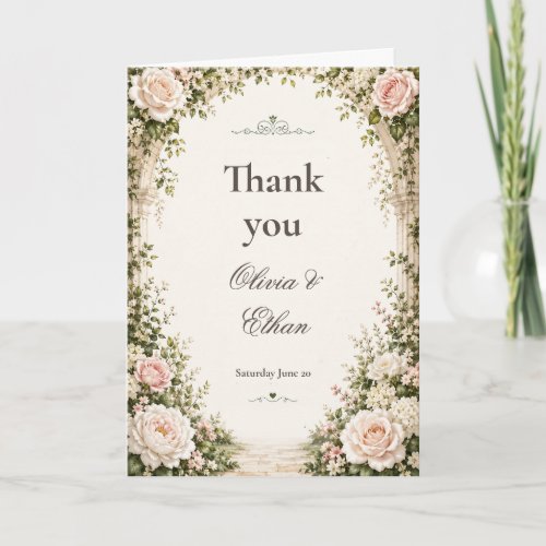 Floral Arch Wedding Thank You Card