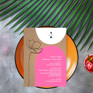 Floral Arches Pink Monogram Wedding Menu