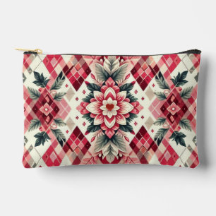 Floral argyle Valentine's day Accessory Pouch