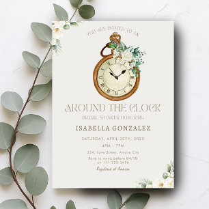 Floral Around the Clock Bridal Shower Invitation
