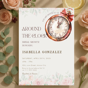 Floral Around the Clock Bridal Shower Invitation