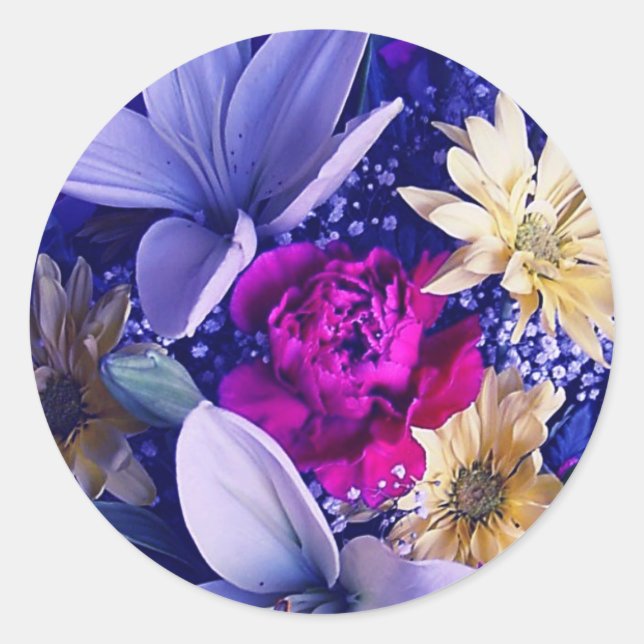 Floral Arrangement 313b Classic Round Sticker (Front)
