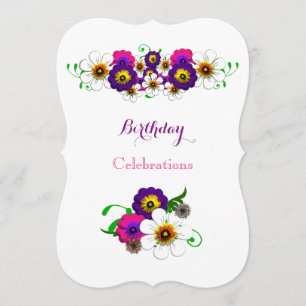 Floral Arrangement Birthday Party Celebrations Invitation