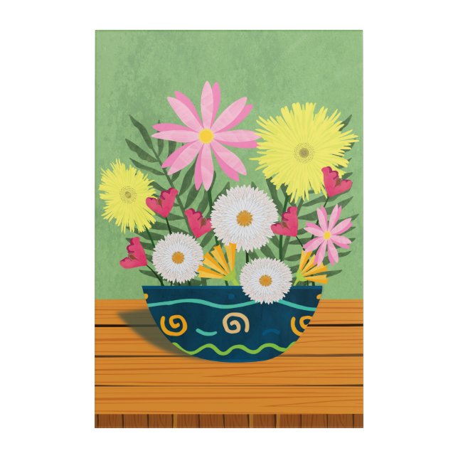 Floral Arrangement in Bowl Acrylic Print (Front)