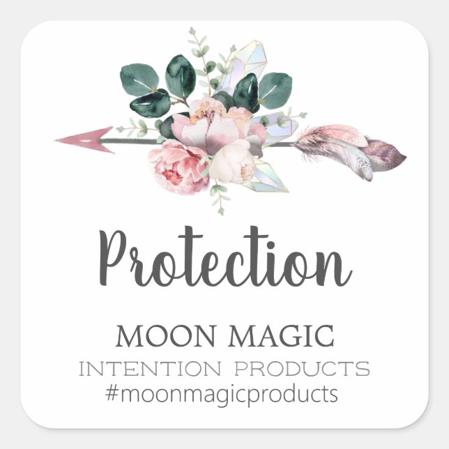 Floral Arrow Intention Crystal Candle Labels (Front)