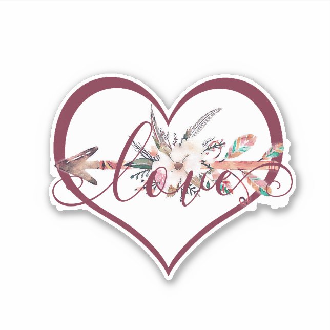 Floral arrow valentine sticker (Front)