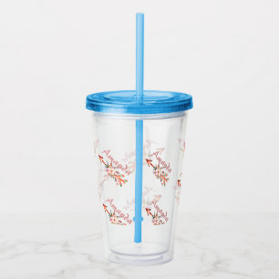 Floral arrows personalized acrylic tumbler