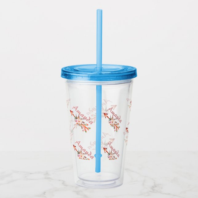 Floral arrows personalized  acrylic tumbler (Right)