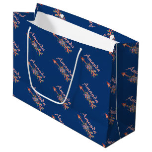 Floral arrows personalized large gift bag