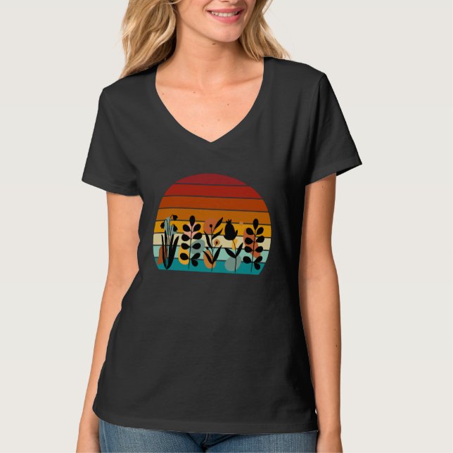 Floral Art At Sunset Boho Wildflowers Wildflower T-Shirt (Front)