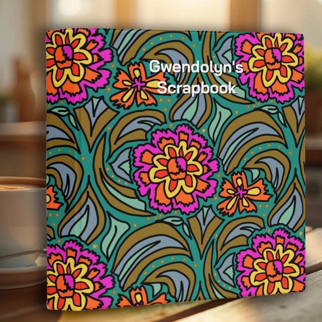 Floral Art Custom Scrapbook Binder, Large 3 Ring Binder (Creator Uploaded)