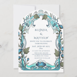 Floral Art Deco Frame Invitation
