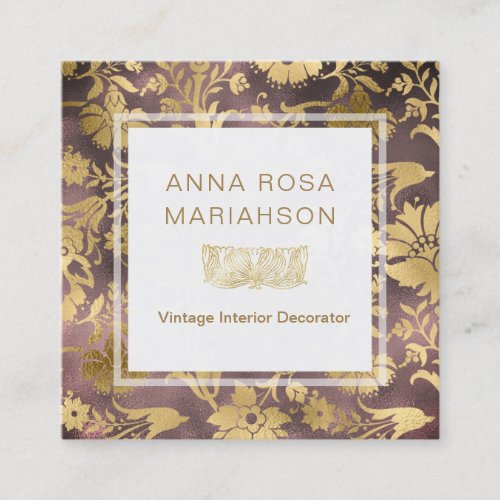  Floral Art Deco Gold Gilded Pattern Square Business Card