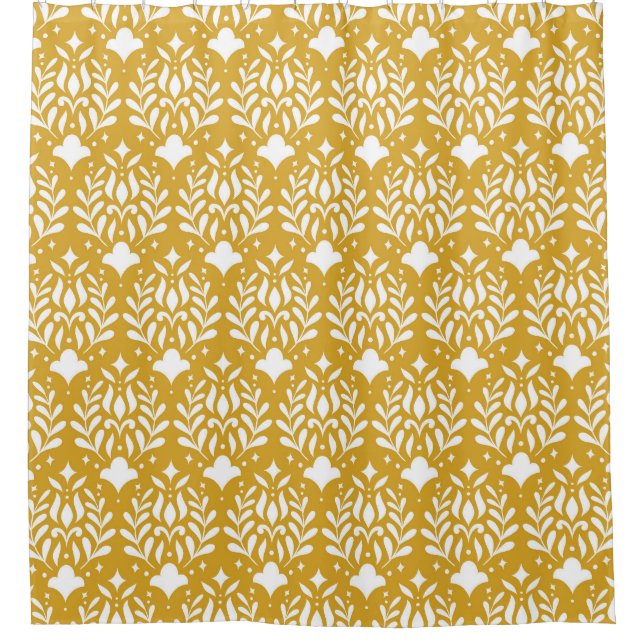 Floral Art Deco: Modern Damask Shower Curtain (Front)