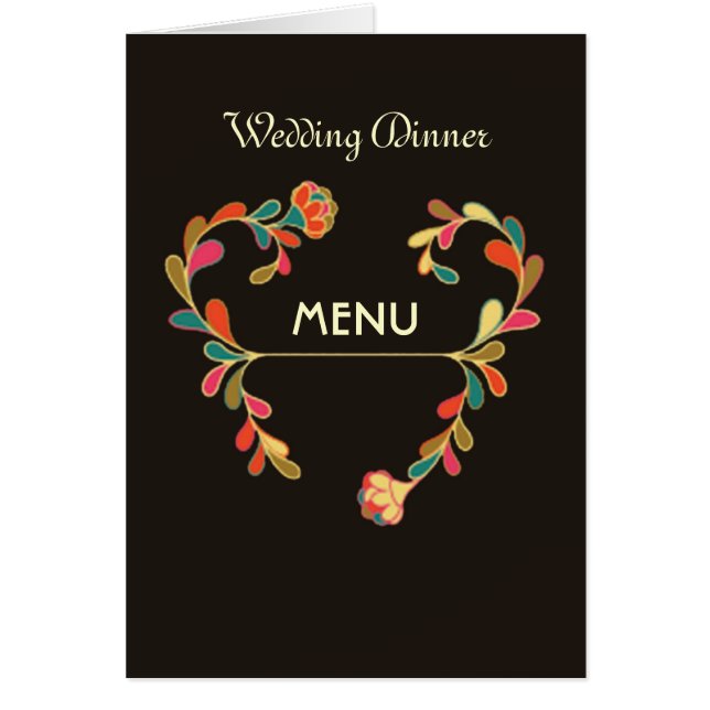 Floral art deco Wedding Menu Cards (Front)
