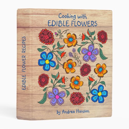 Floral Art Design on Wood Custom Mini Binder