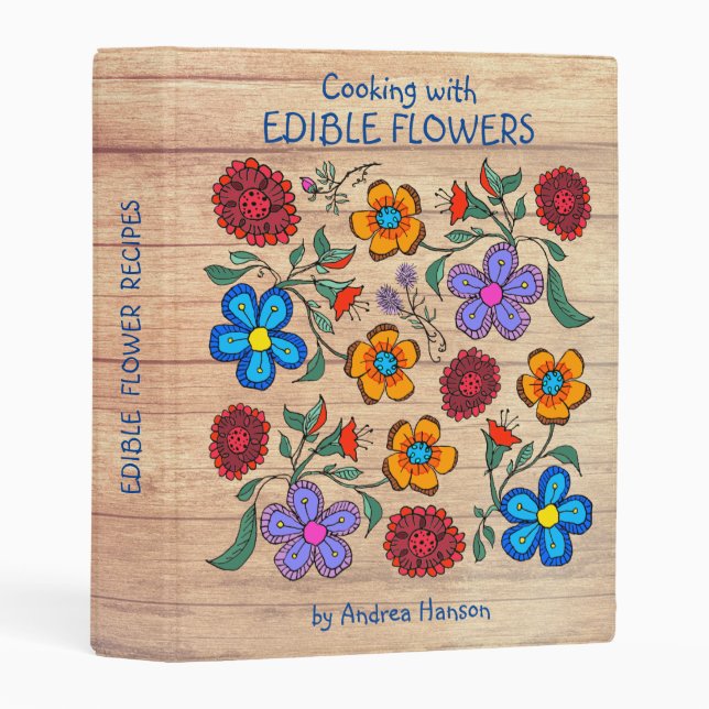 Floral Art Design on Wood Custom Mini Binder (Front/Spine)