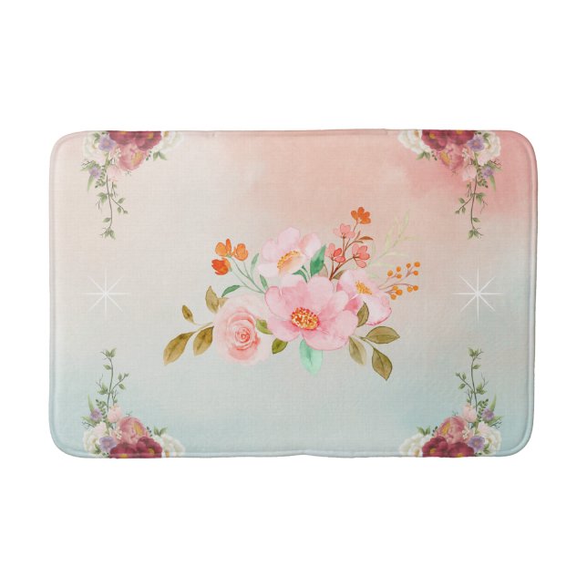 Floral Art, Flourishing Flowers Bath Mat (Front)