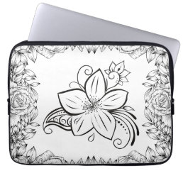 Floral Art, Monochrome Beauty Laptop Sleeve