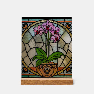 Floral Art Nouveau Acrylic Stained Glass Wall Art Sign