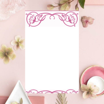 Floral Art Nouveau Border Customizable Stationery by Cardgallery at Zazzle