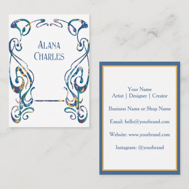 Floral art nouveau frame business card (Front/Back)