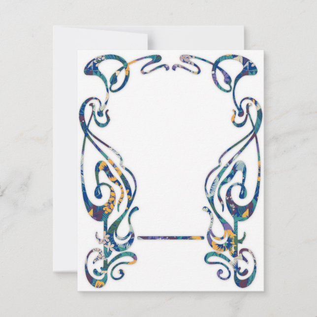 Floral art nouveau frame note card (Front)