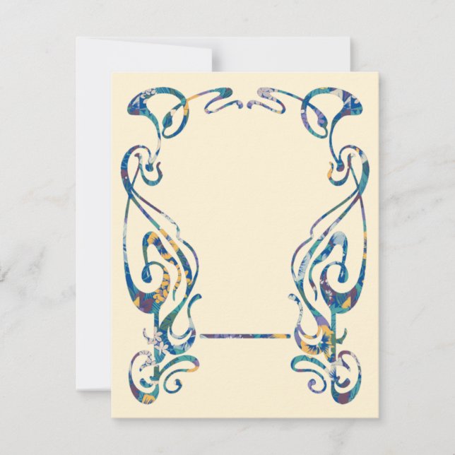 Floral art nouveau frame note card (Front)