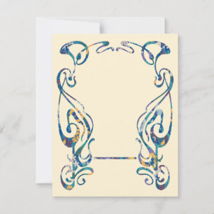Floral art nouveau frame note card