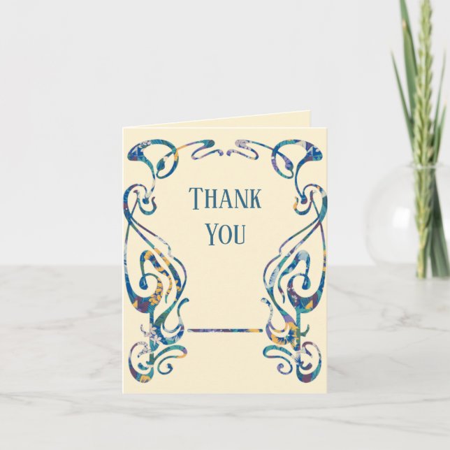Floral art nouveau frame Thank You Note Card (Front)