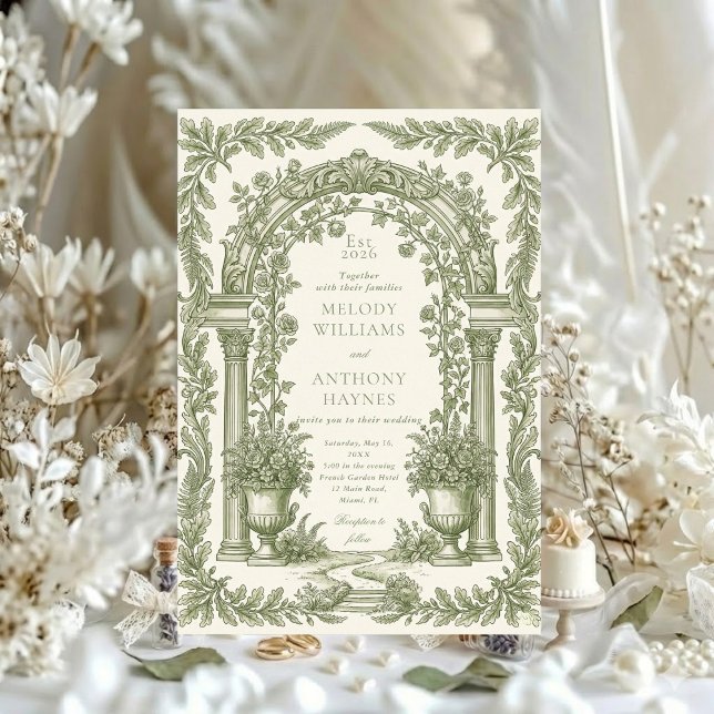 Floral Art Nouveau–Inspired Wedding Stationery Inv Invitation (Creator Uploaded)