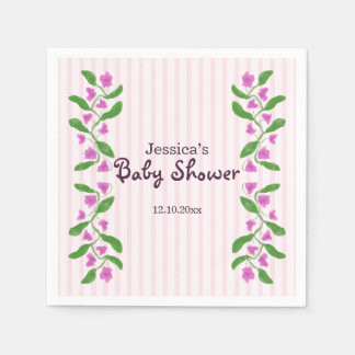 Floral Art Nouveau Pink Baby Shower Napkins
